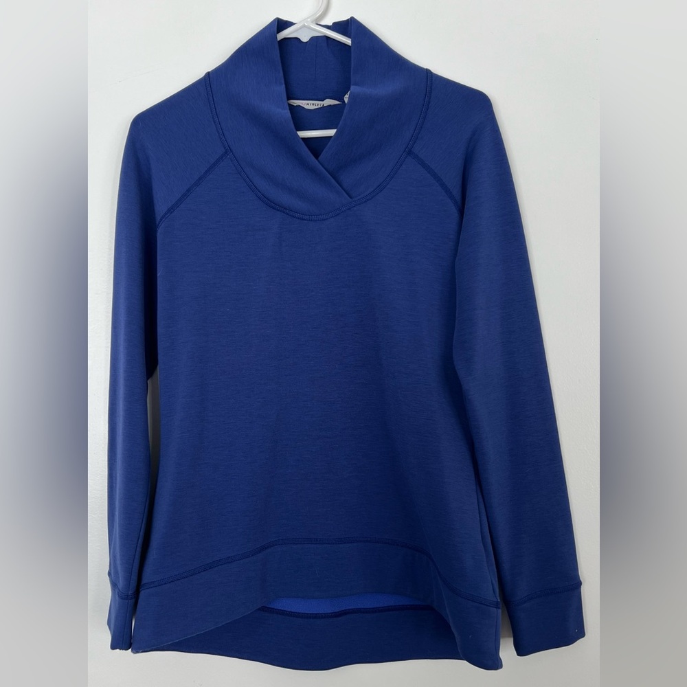 Athleta Shawl Collar Blue Stretch Sweatshirt